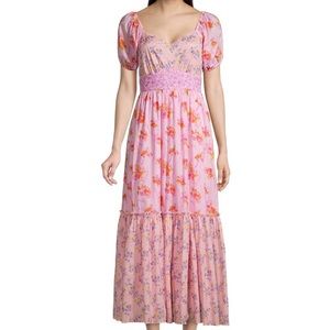 Loveshackfancy Angie Pink Floral MIDI Dress Size 2